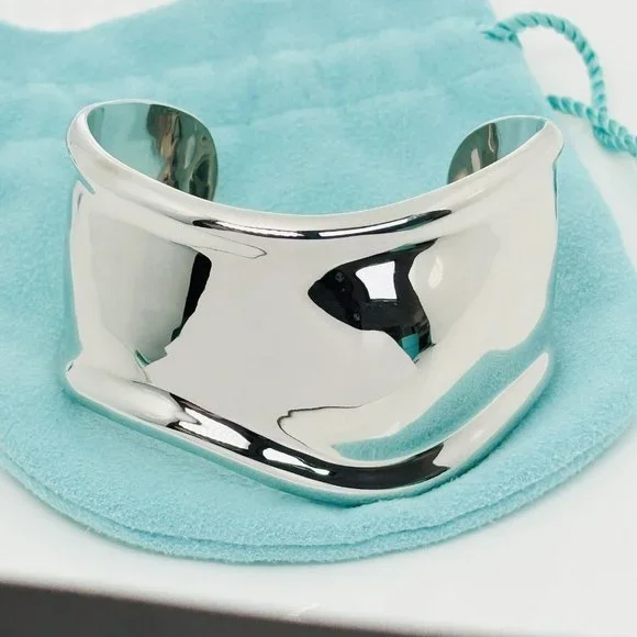 7" Tiffany & Co Left Bone Cuff Bracelet by Elsa Peretti in Sterling Silver - Picture 6 of 8